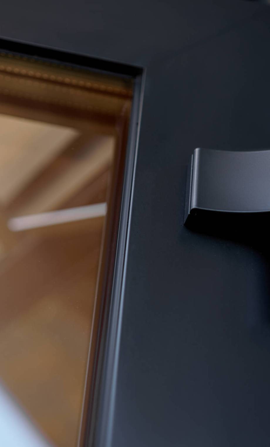 Elegant wooden home terrace with balcony. doors from bathroom and bedroom. Panorama of spacious terrace with wooden floor and furniture and amazing view.